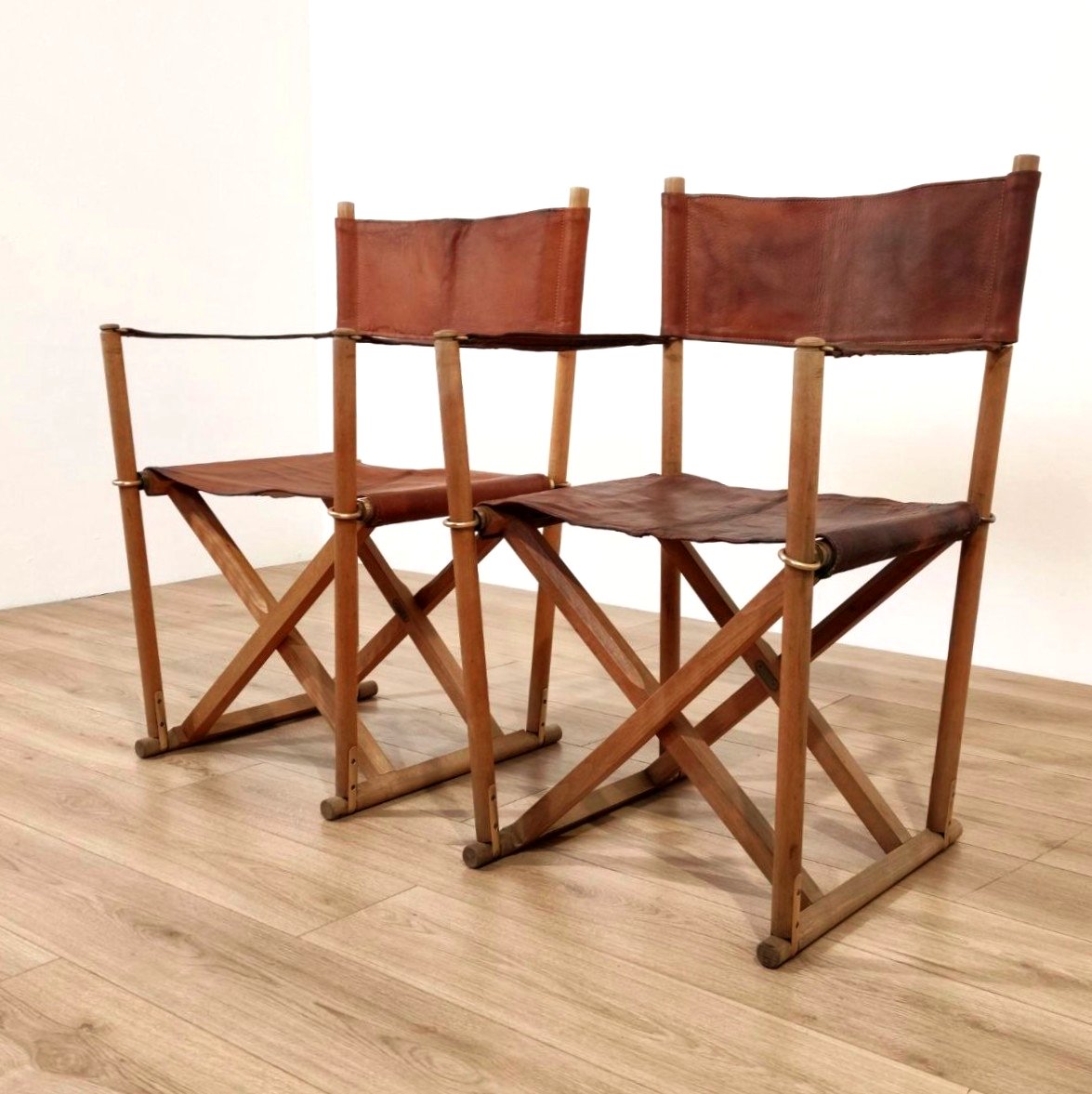 COPPIA DI SEDIE PIEGHEVOLI DESIGN DI MOGENS KOCH, ANNI '60 -photo-2