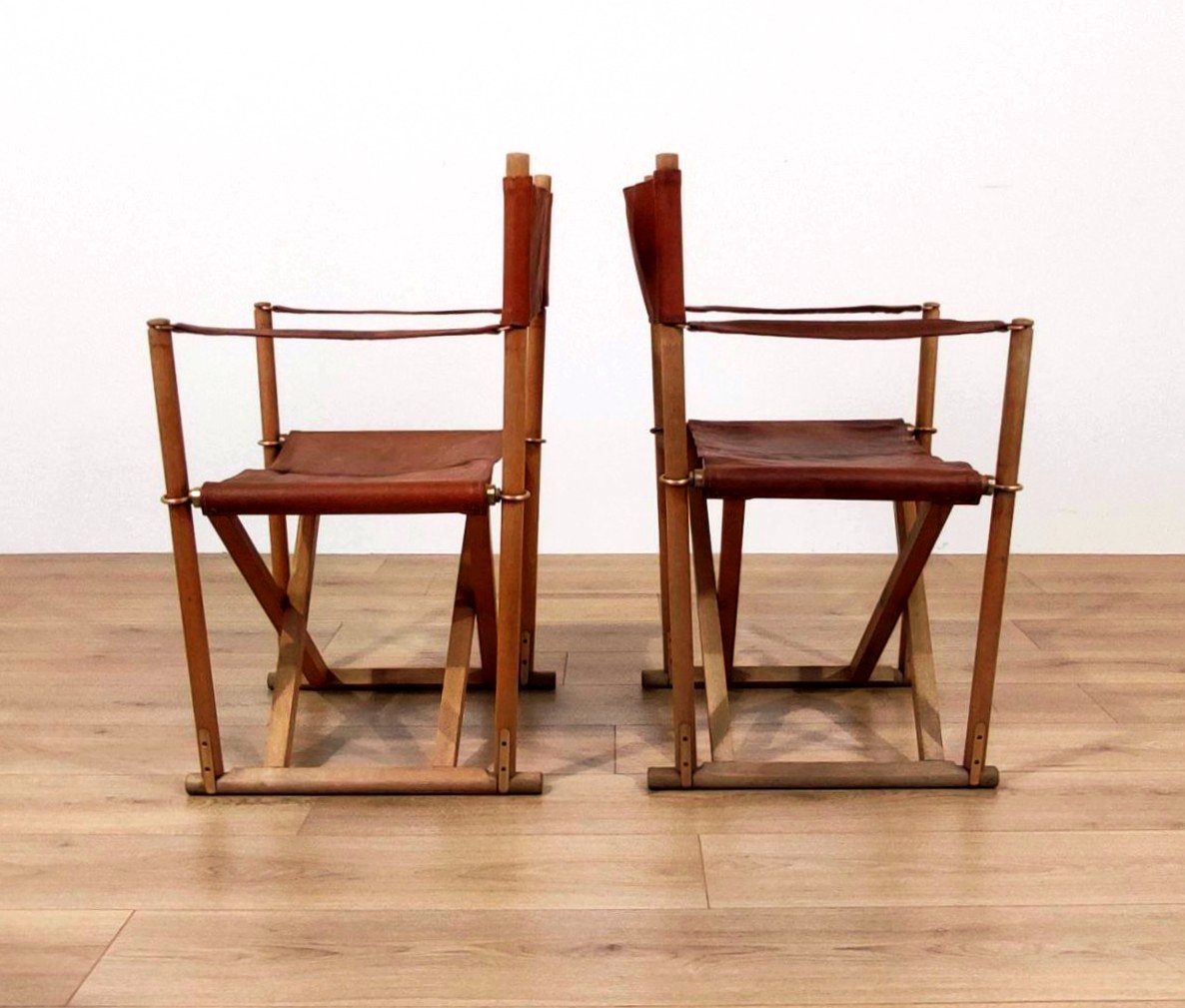 COPPIA DI SEDIE PIEGHEVOLI DESIGN DI MOGENS KOCH, ANNI '60 -photo-3