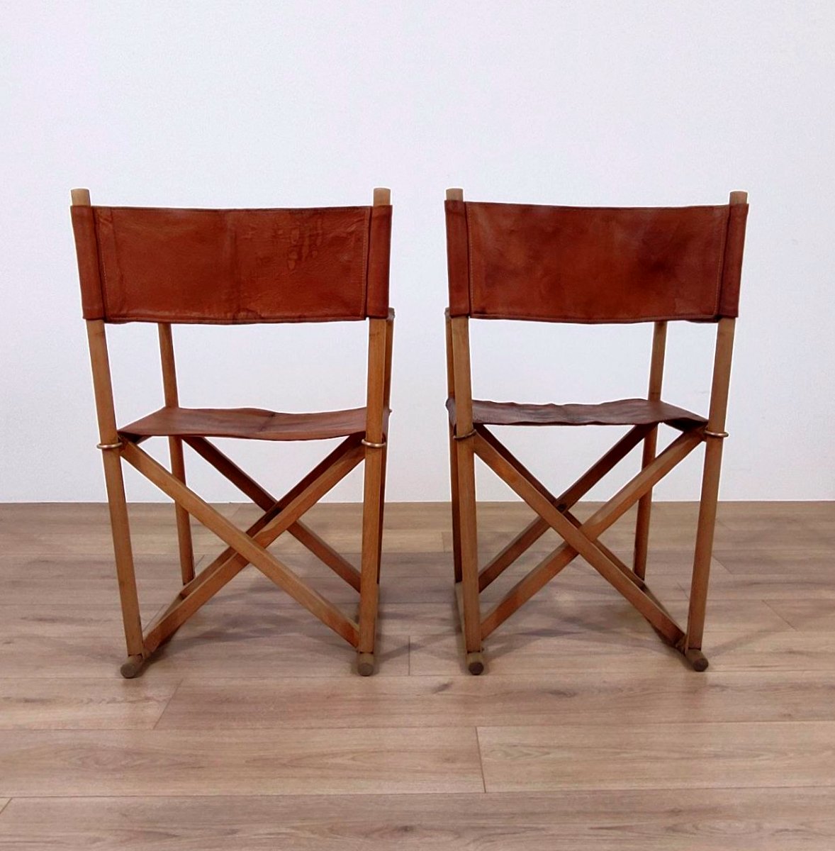 COPPIA DI SEDIE PIEGHEVOLI DESIGN DI MOGENS KOCH, ANNI '60 -photo-4