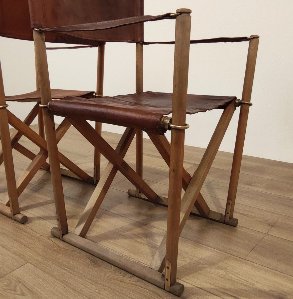 COPPIA DI SEDIE PIEGHEVOLI DESIGN DI MOGENS KOCH, ANNI '60 -photo-2