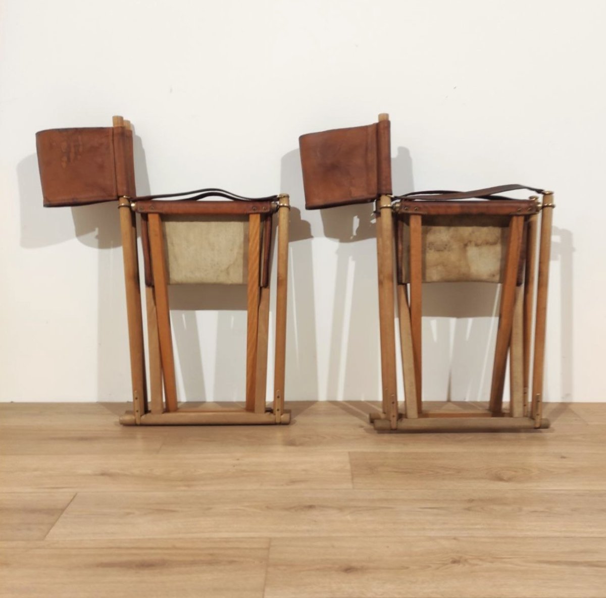 COPPIA DI SEDIE PIEGHEVOLI DESIGN DI MOGENS KOCH, ANNI '60 -photo-4