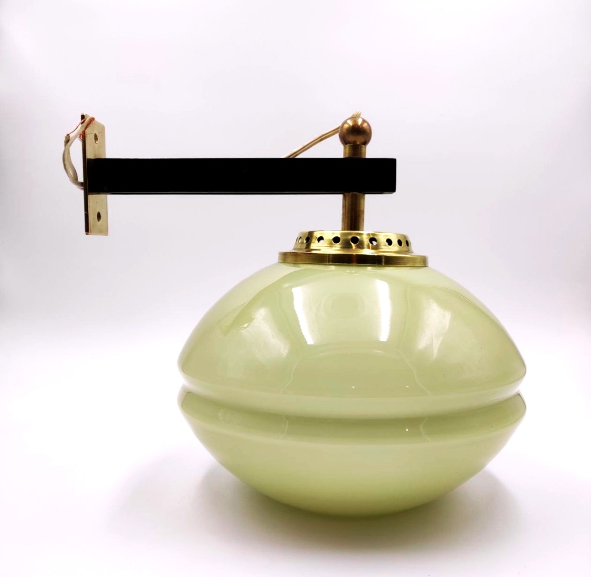 APPLIQUE IN OTTONE E VETRO INCAMICIATO, ITALIA ANNI '50-photo-2