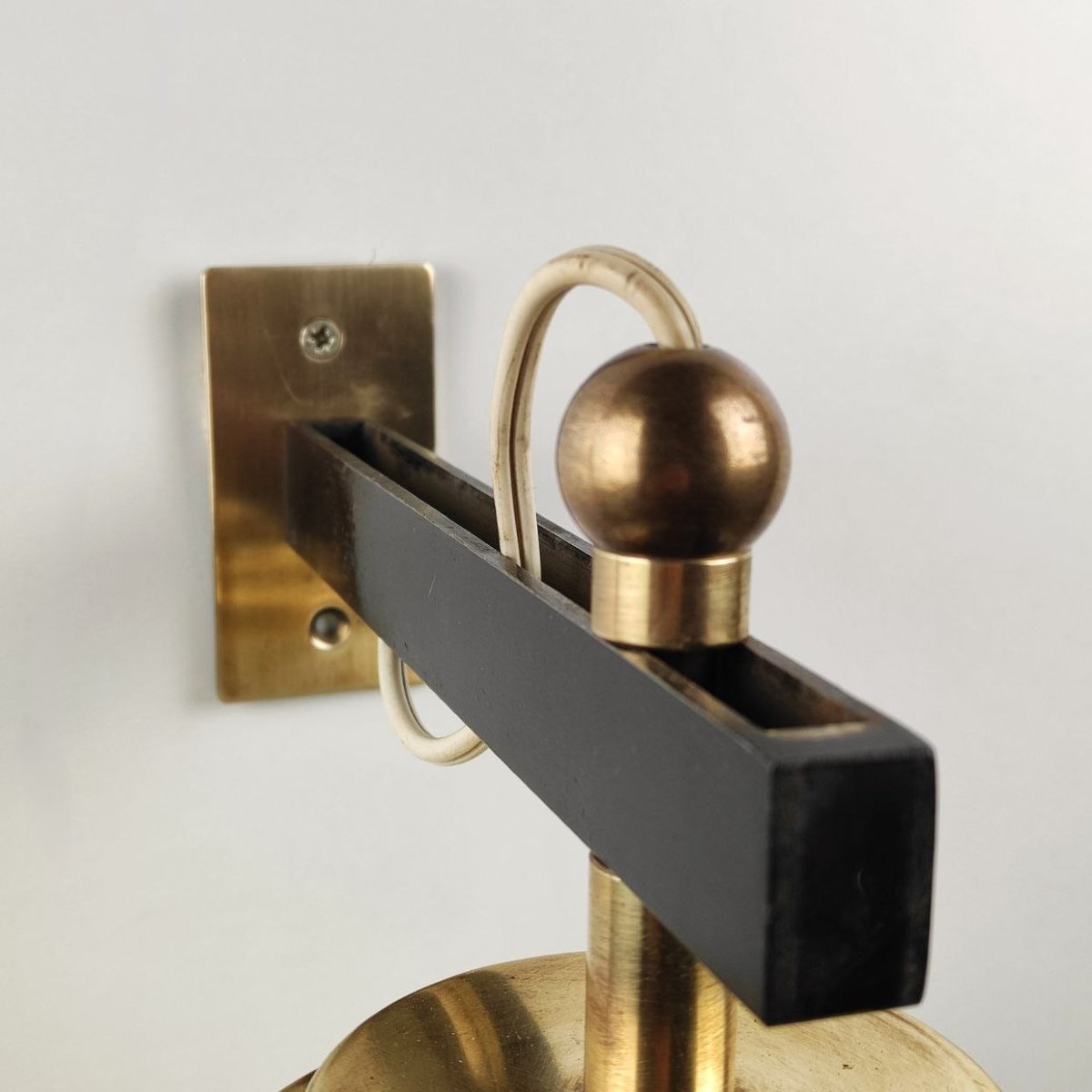 APPLIQUE IN OTTONE E VETRO INCAMICIATO, ITALIA ANNI '50-photo-1