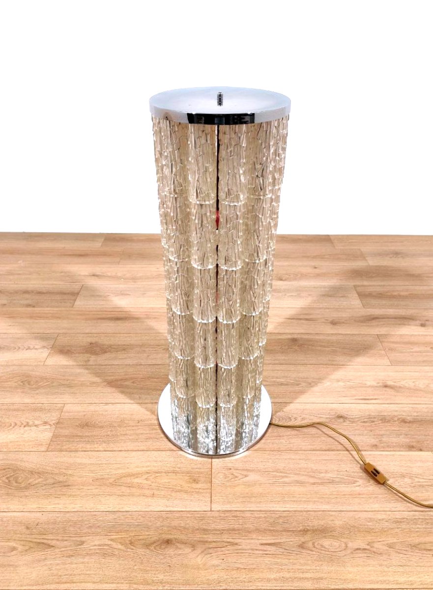 J. T. KALMAR LAMPADA DA TERRA CON TRONCHI EFFETTO GHIACCIO, ANNI '70-photo-2