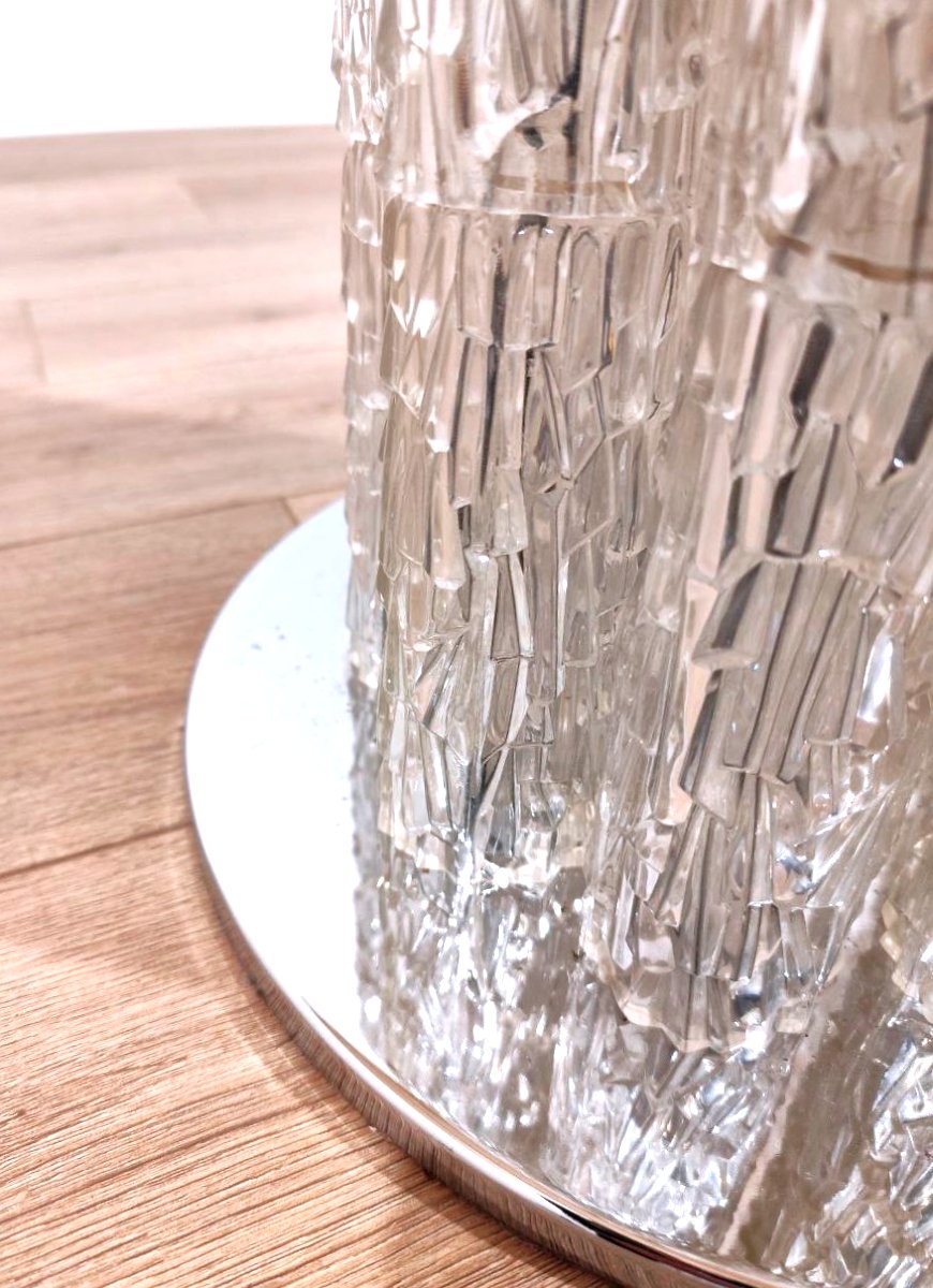 J. T. KALMAR LAMPADA DA TERRA CON TRONCHI EFFETTO GHIACCIO, ANNI '70-photo-5