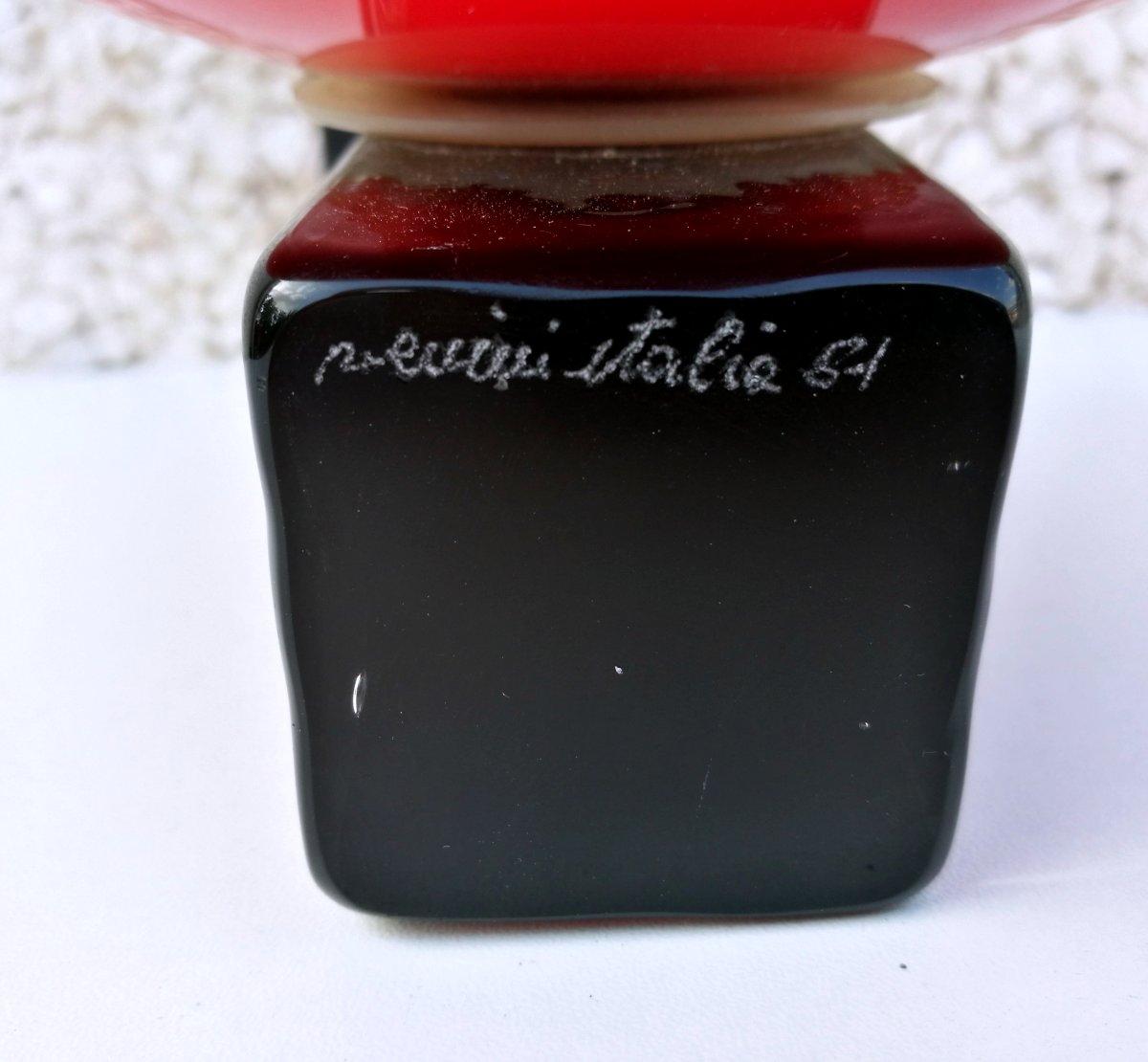 VENINI, APPLIQUE IN VETRO ROSSO E NERO ITALIA 1981-photo-4