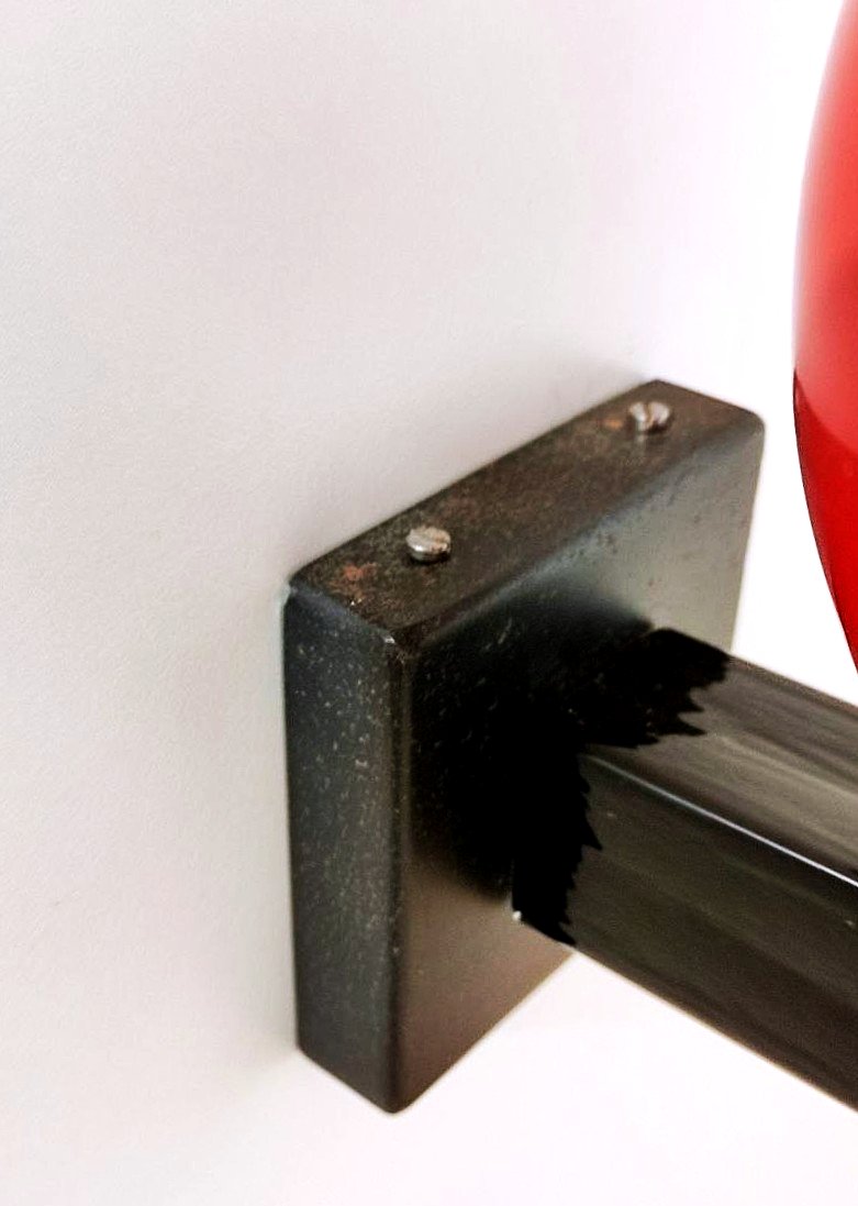 VENINI, APPLIQUE IN VETRO ROSSO E NERO ITALIA 1981-photo-5