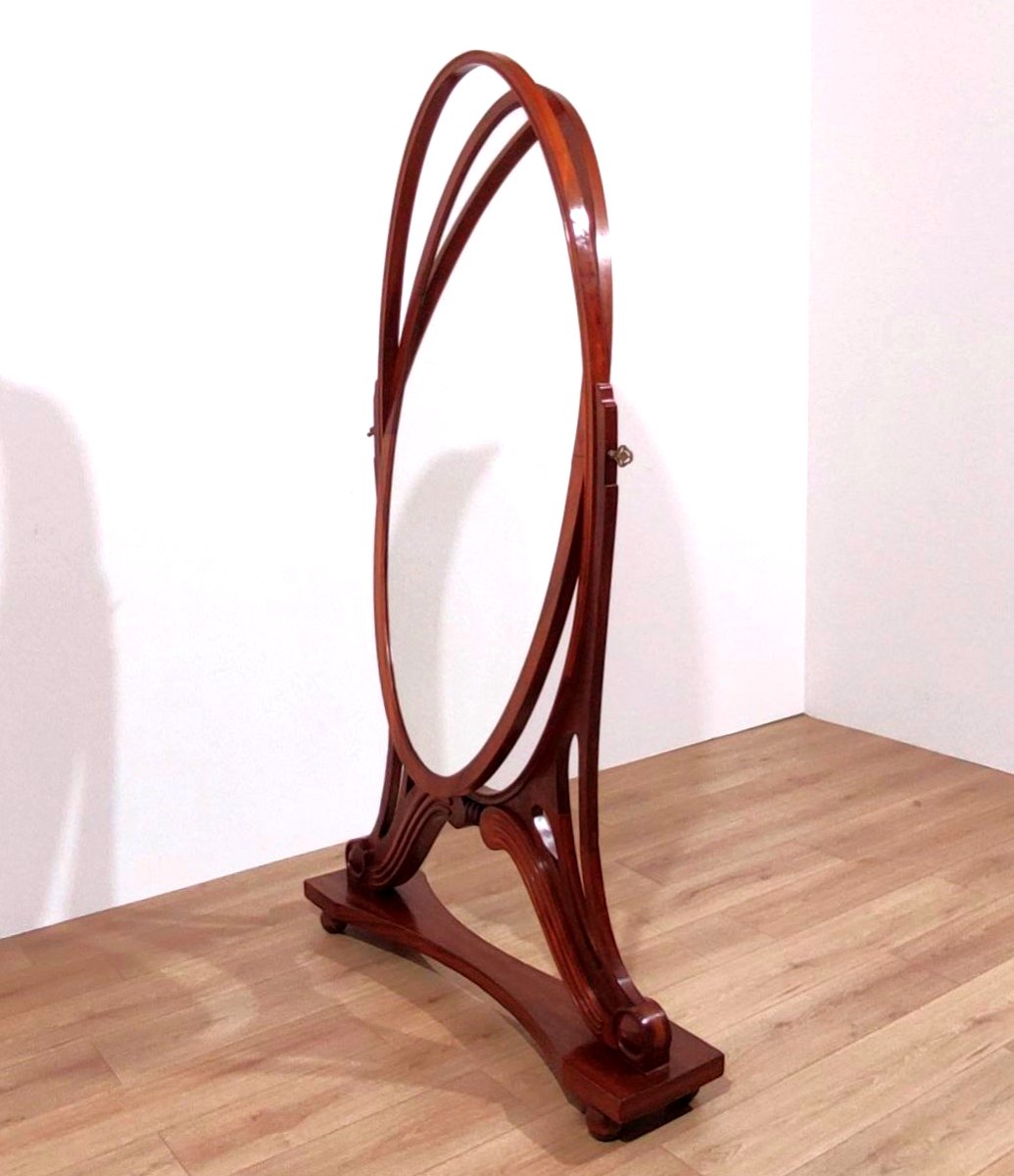 Specchiera basculante in legno di mogano, fine '800-photo-3