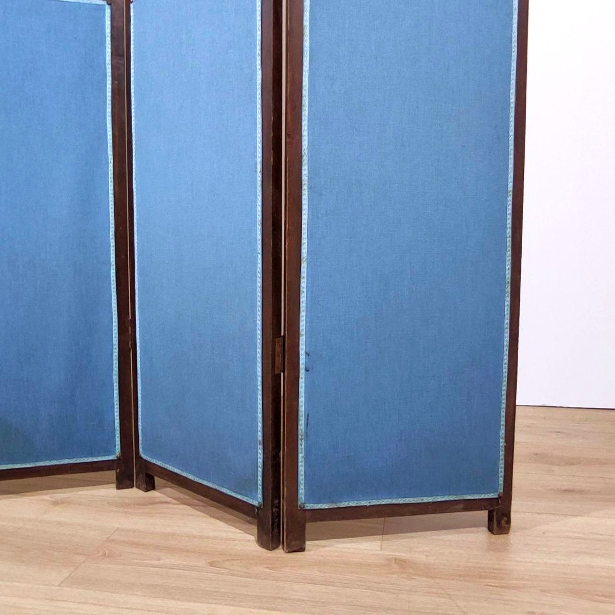 Paravento a sei ante in legno e tessuto, Italia 1930 ca.-photo-2