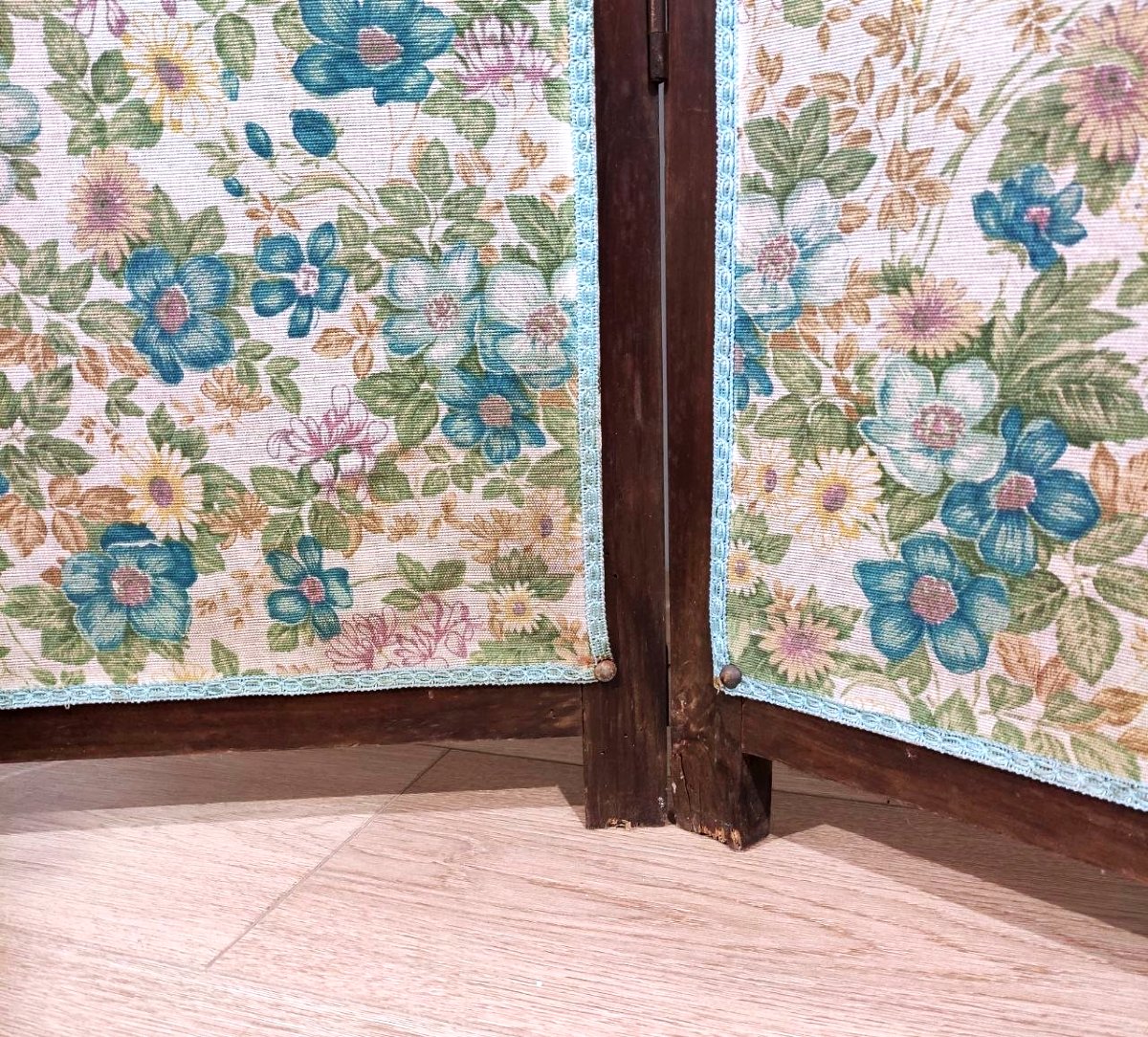 Paravento a sei ante in legno e tessuto, Italia 1930 ca.-photo-4