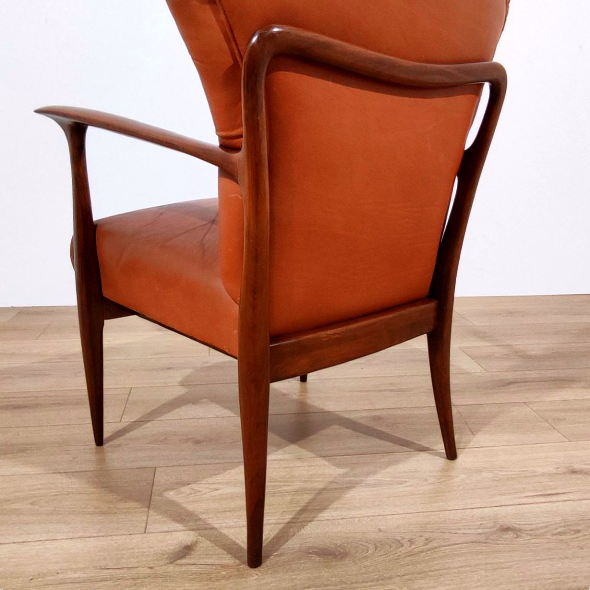 COPPIA DI POLTRONE IN LEGNO E PELLE, PAOLO BUFFA  (attrib.) ANNI '50-photo-7