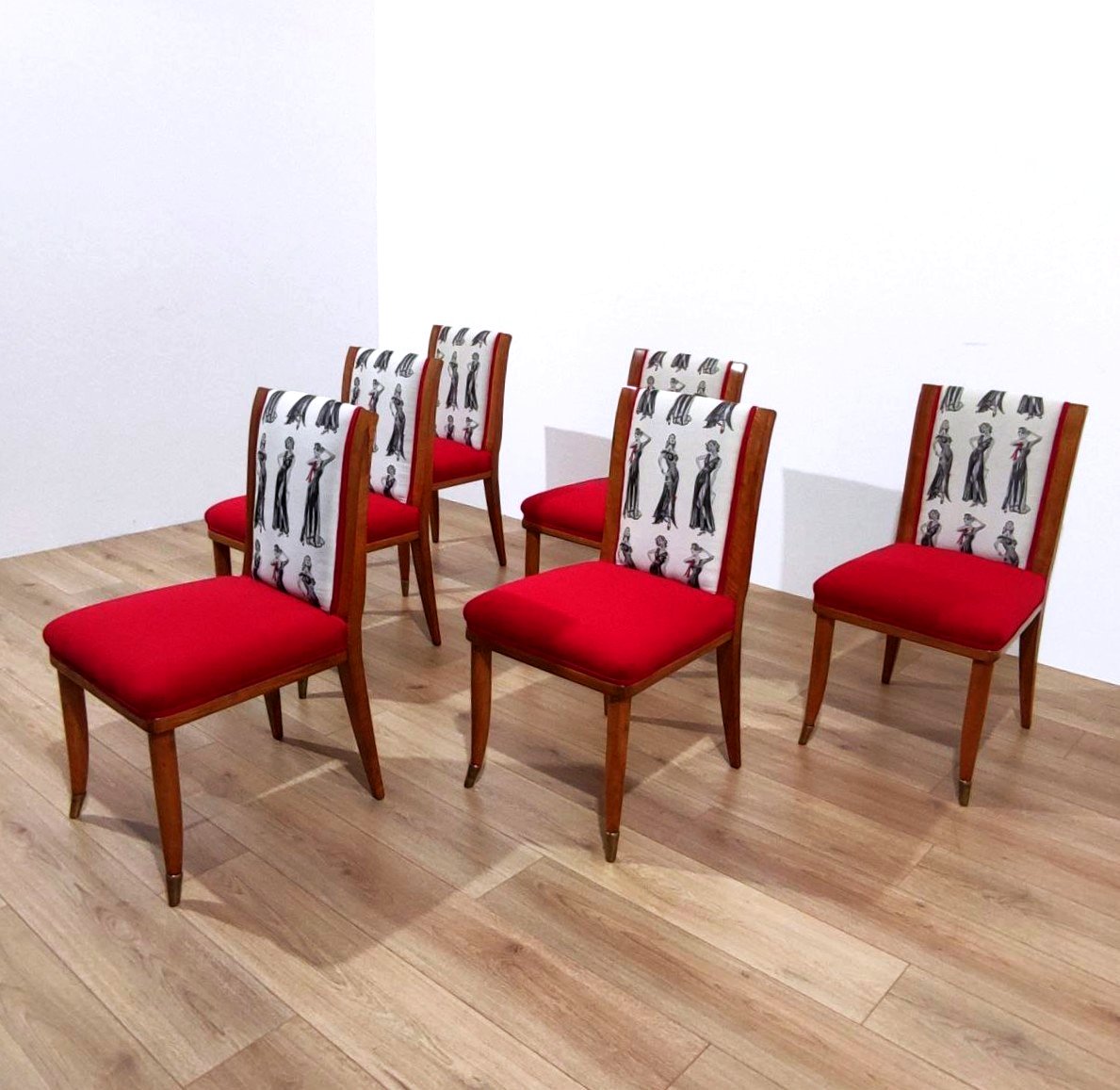 SET DI 6 SEDIE IN NOCE, TOMASO BUZZI (ATTRIB. A), ITALIA ANNI '50-photo-2