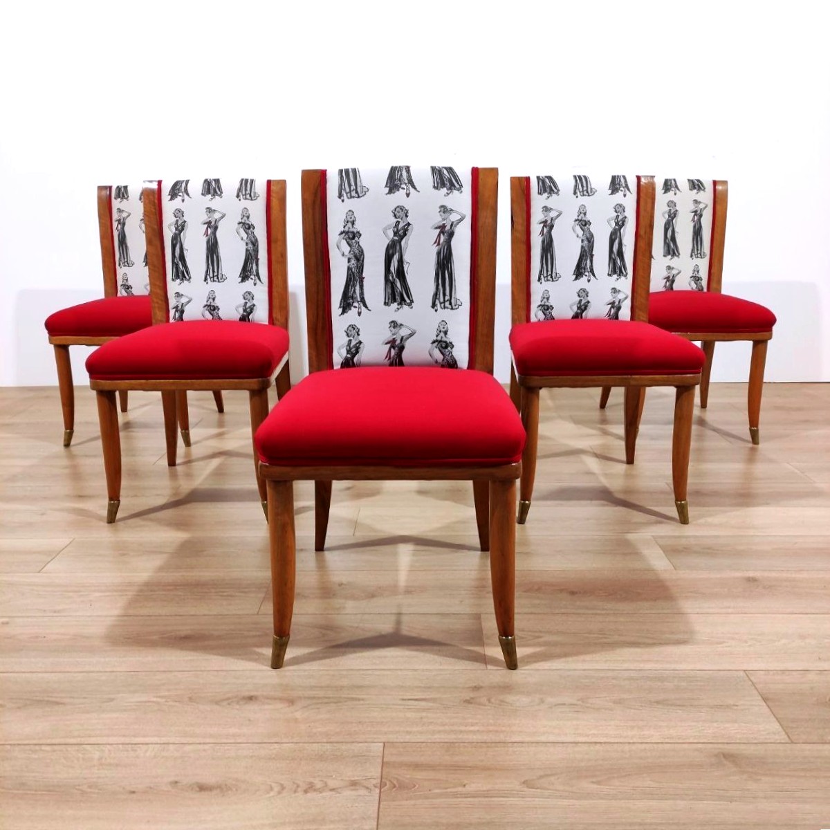 SET DI 6 SEDIE IN NOCE, TOMASO BUZZI (ATTRIB. A), ITALIA ANNI '50