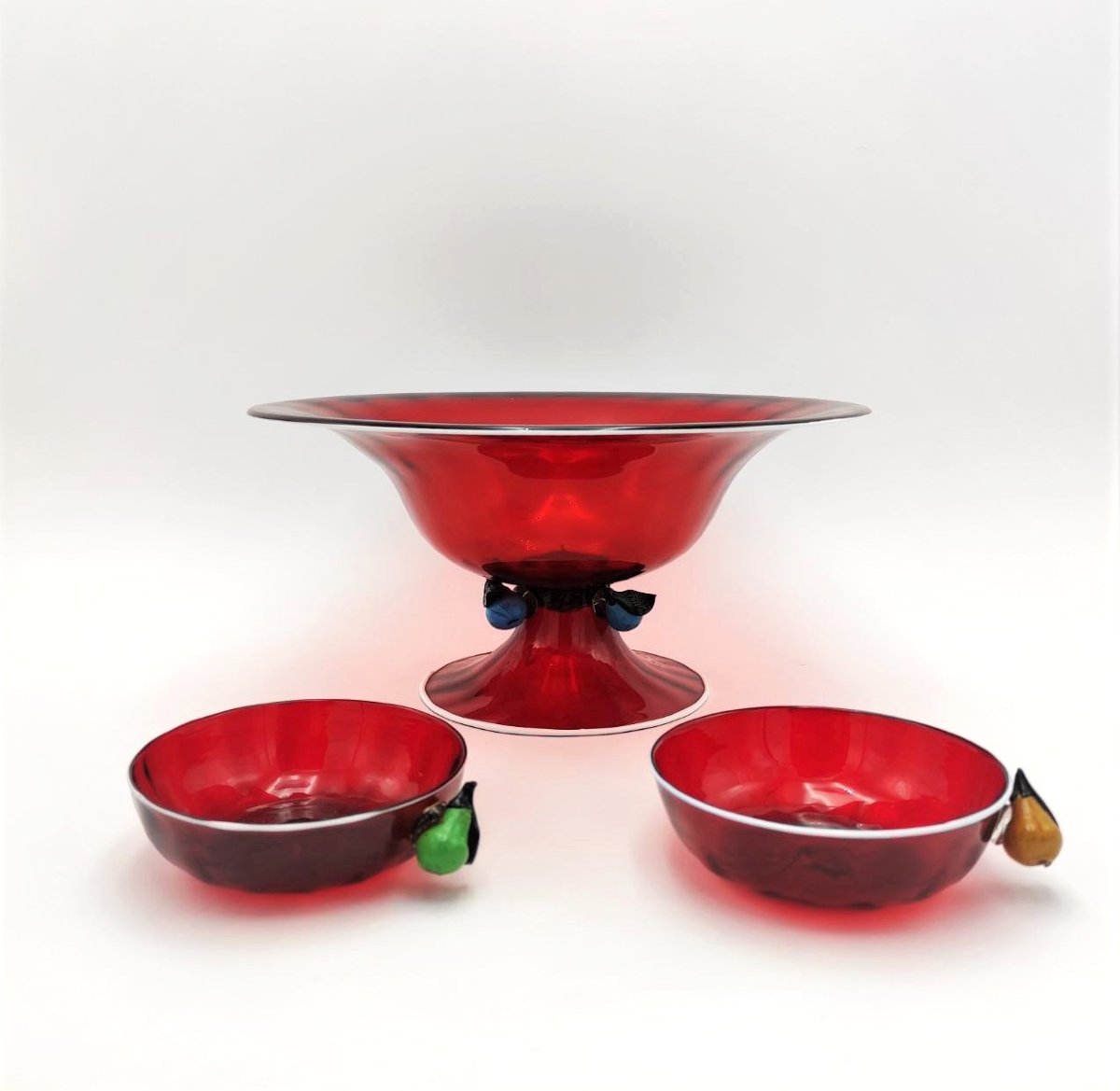 BAROVIER MURANO, SERVIZIO DA DESSERT PER 8 CON GRANDE COPPA -photo-2