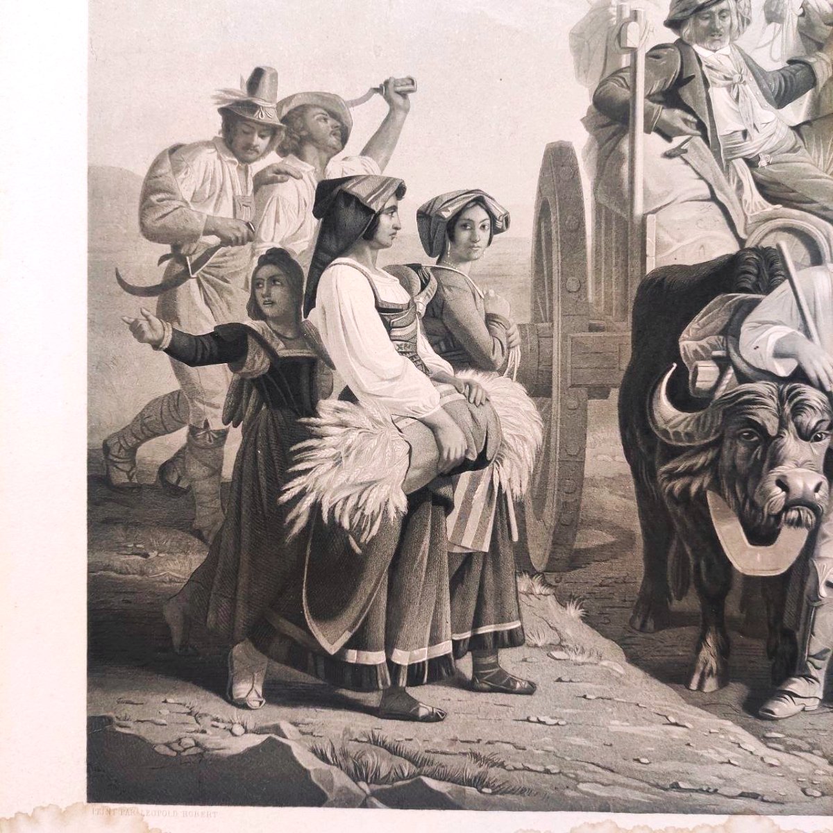 STAMPA GOUPIL & CIE, 1850 ca, DA UN DIPINTO DI  ROBERT LEOPOLD, IN CORNICE DORATA-photo-4