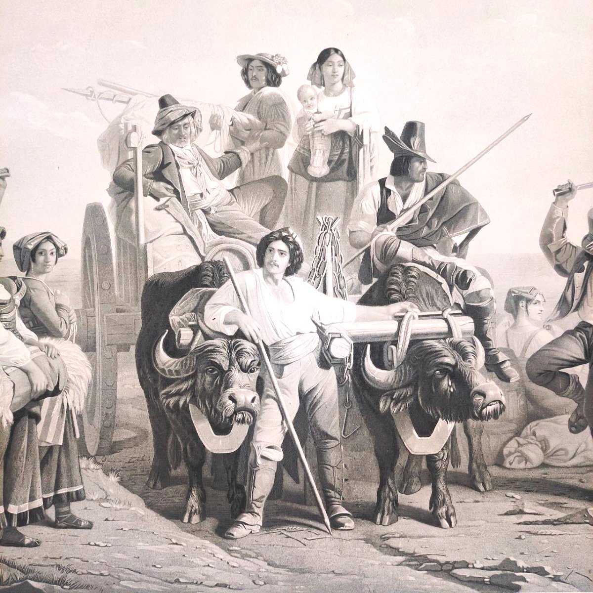 STAMPA GOUPIL & CIE, 1850 ca, DA UN DIPINTO DI  ROBERT LEOPOLD, IN CORNICE DORATA-photo-1