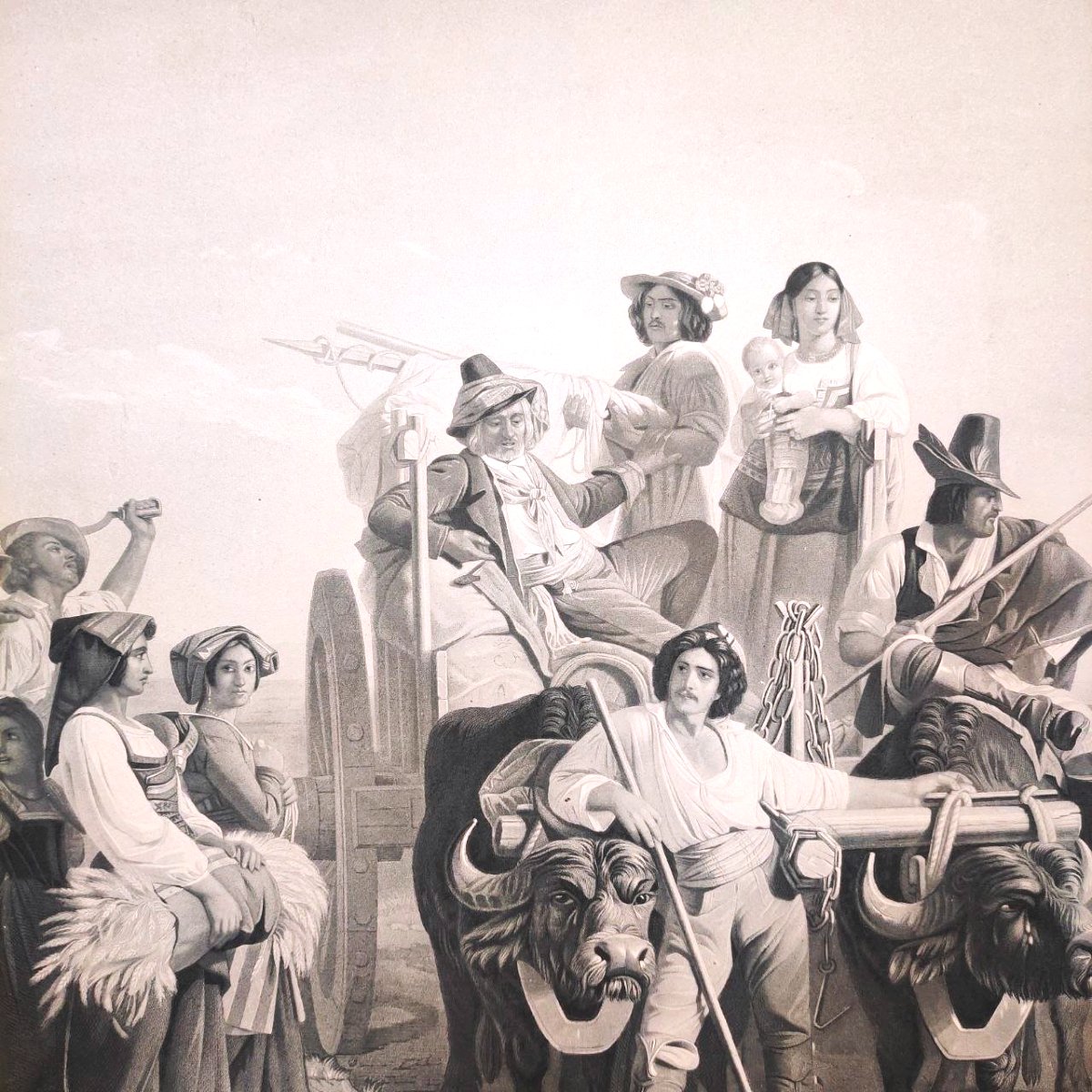 STAMPA GOUPIL & CIE, 1850 ca, DA UN DIPINTO DI  ROBERT LEOPOLD, IN CORNICE DORATA-photo-2