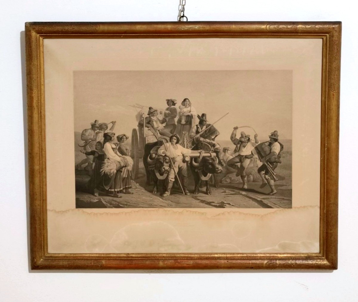 STAMPA GOUPIL & CIE, 1850 ca, DA UN DIPINTO DI  ROBERT LEOPOLD, IN CORNICE DORATA