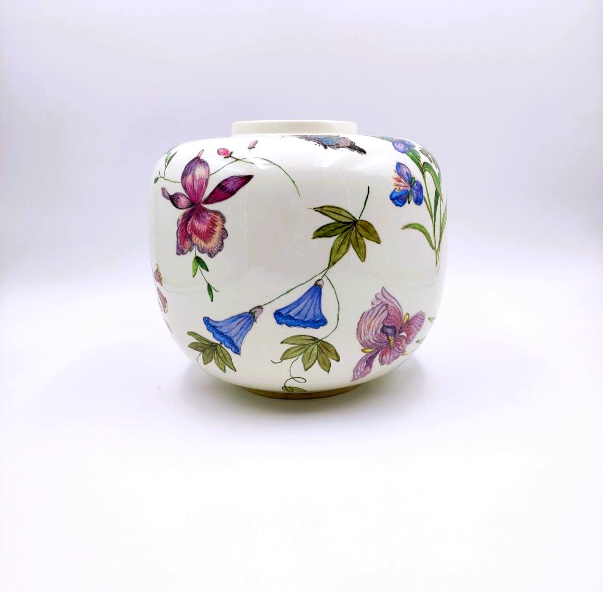 ANDLOVITZ VASO IN CERAMICA N. 2549 CON DECORO FLOREALE, LAVENIA 1940-photo-2