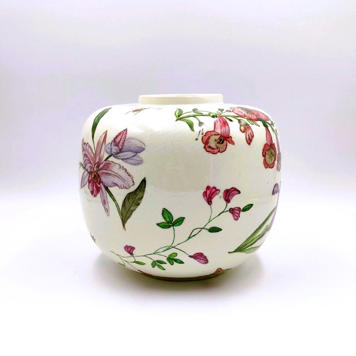 ANDLOVITZ VASO IN CERAMICA N. 2549 CON DECORO FLOREALE, LAVENIA 1940-photo-3