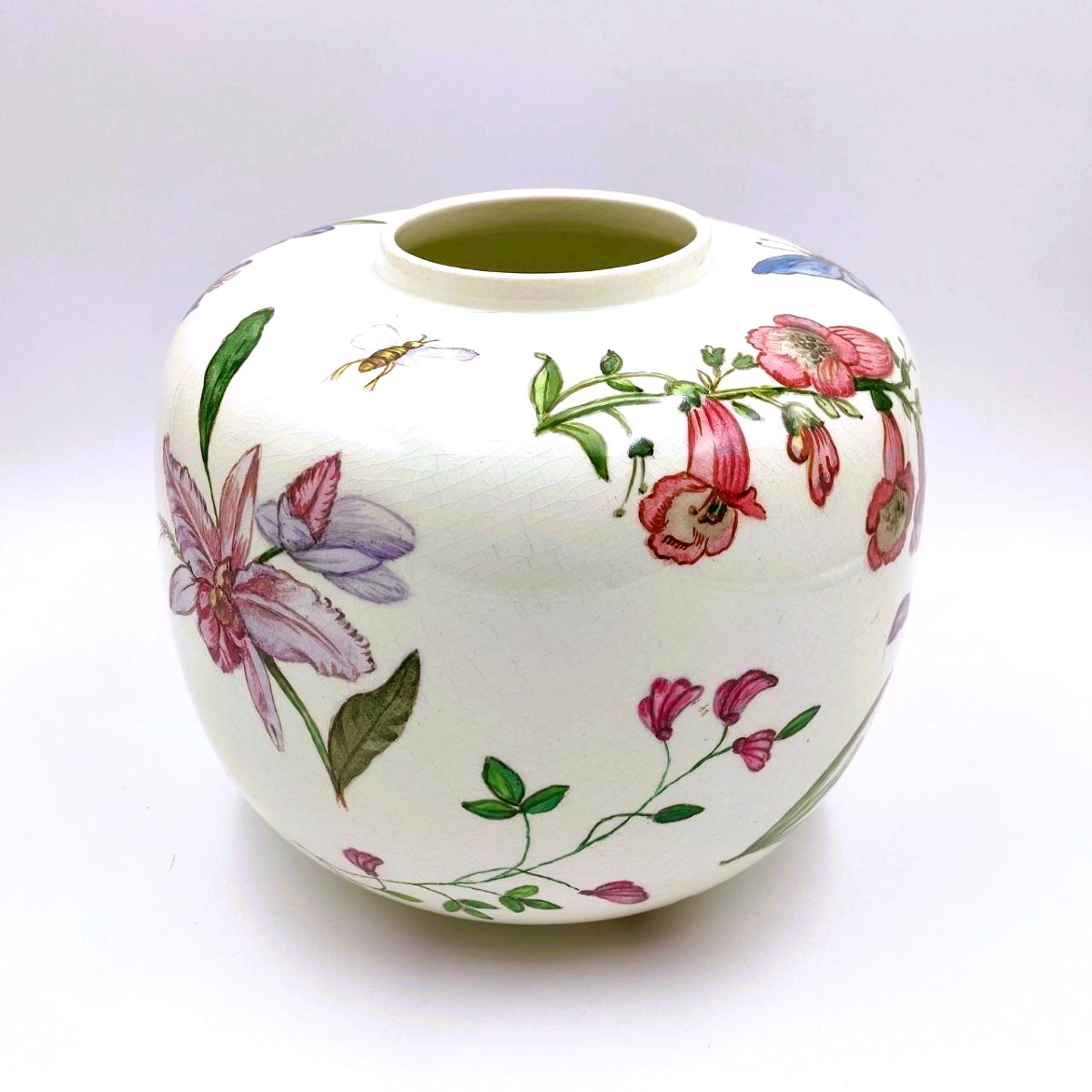 ANDLOVITZ VASO IN CERAMICA N. 2549 CON DECORO FLOREALE, LAVENIA 1940-photo-2