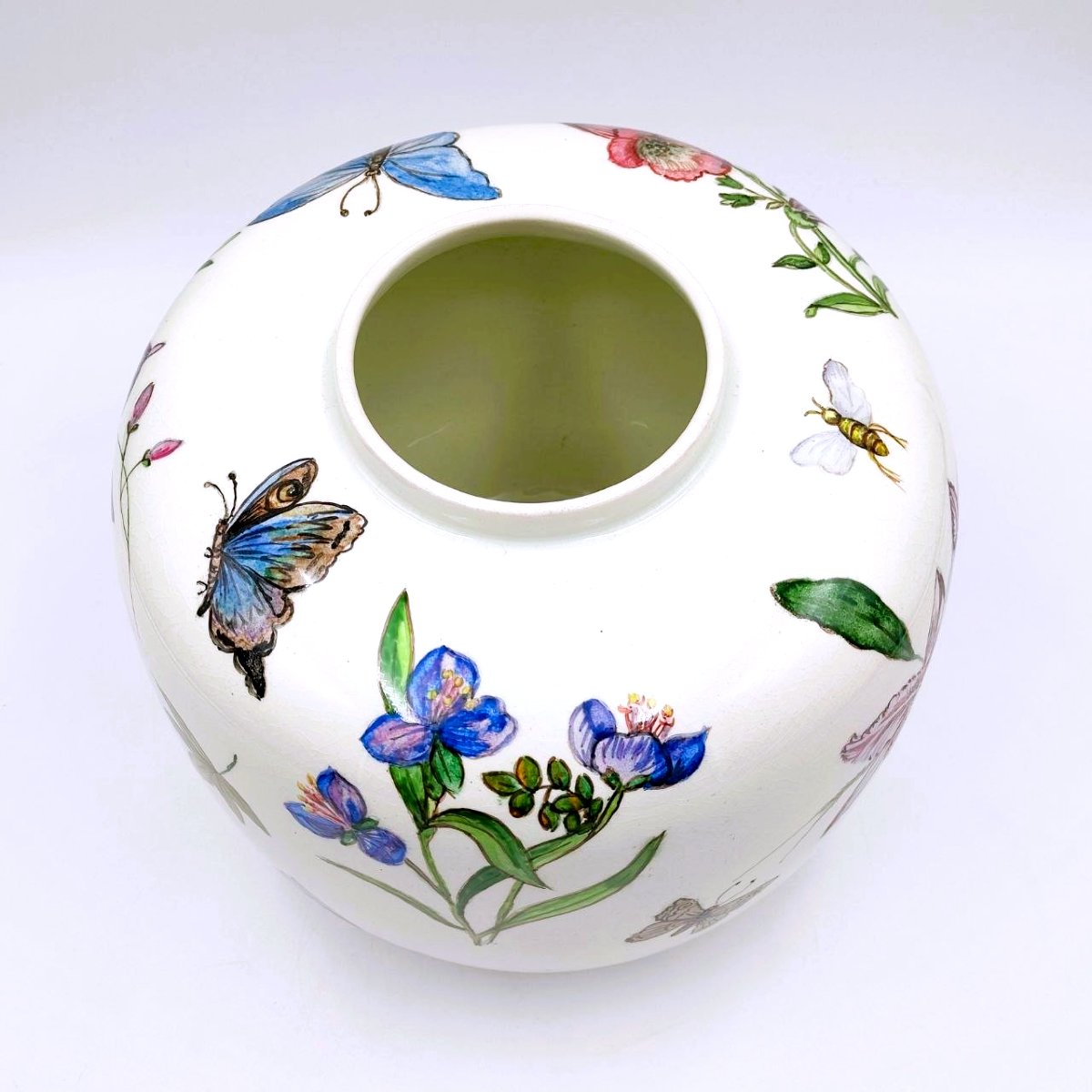 ANDLOVITZ VASO IN CERAMICA N. 2549 CON DECORO FLOREALE, LAVENIA 1940-photo-3