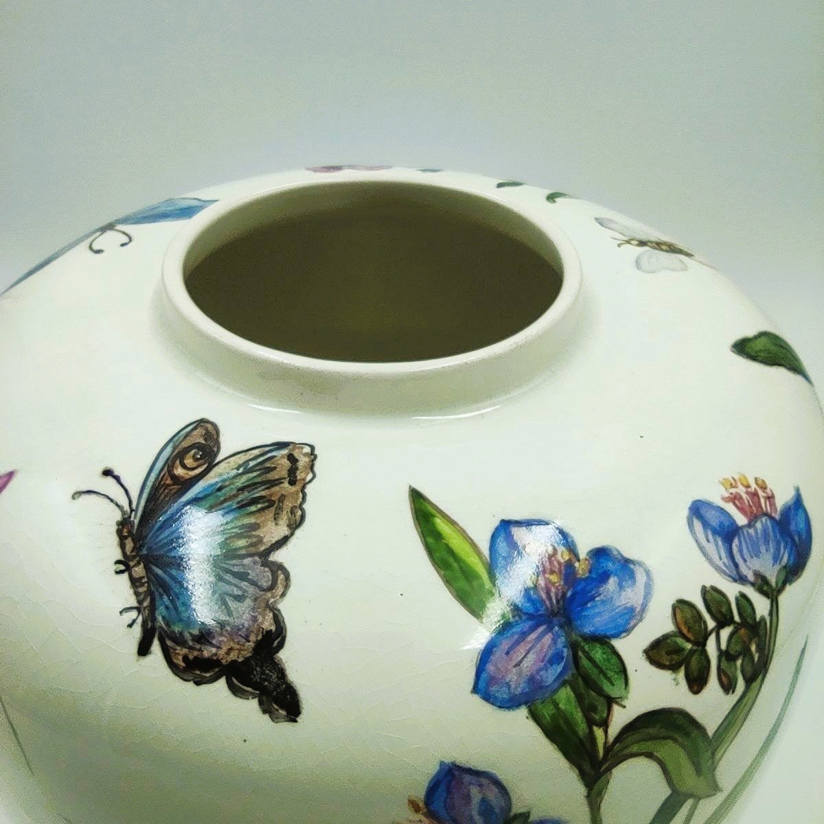 ANDLOVITZ VASO IN CERAMICA N. 2549 CON DECORO FLOREALE, LAVENIA 1940-photo-4