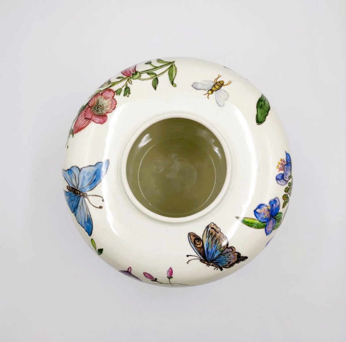 ANDLOVITZ VASO IN CERAMICA N. 2549 CON DECORO FLOREALE, LAVENIA 1940-photo-5