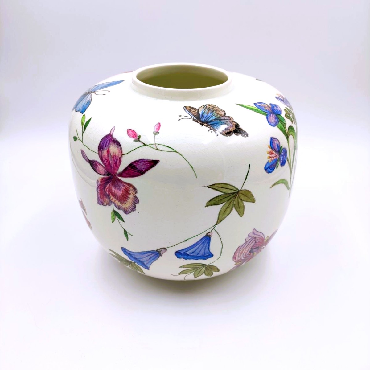 ANDLOVITZ VASO IN CERAMICA N. 2549 CON DECORO FLOREALE, LAVENIA 1940