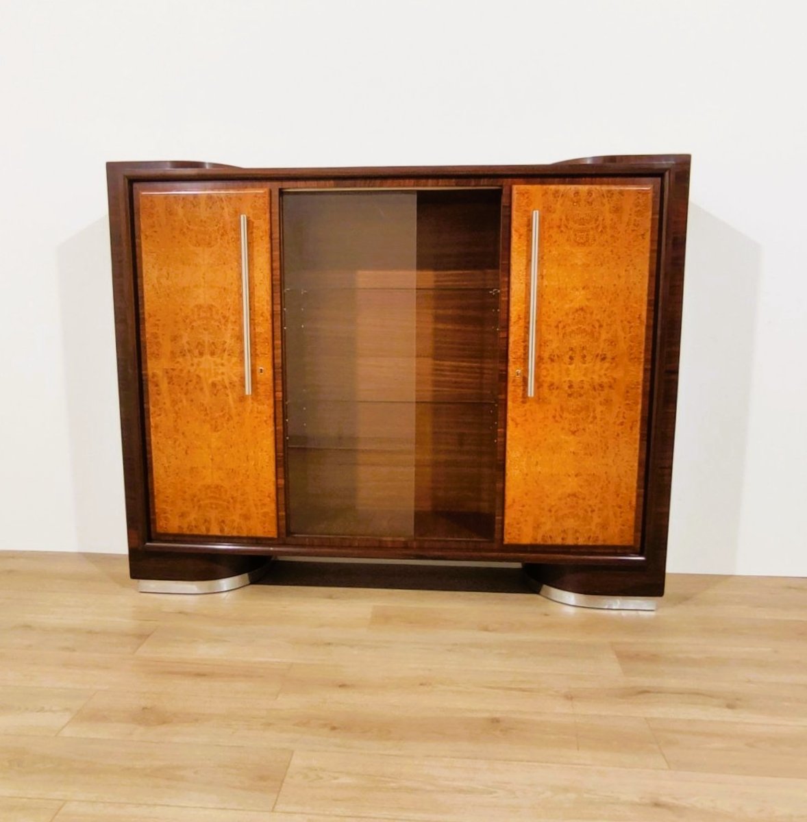 CREDENZA ALTA 'RAZIONALISTA' IN LEGNO E VETRO, ANNI '40/'50-photo-4