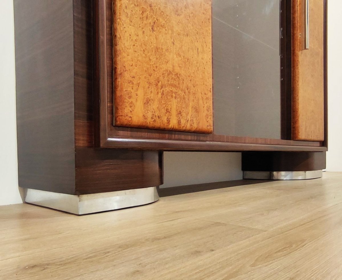 CREDENZA ALTA 'RAZIONALISTA' IN LEGNO E VETRO, ANNI '40/'50-photo-5