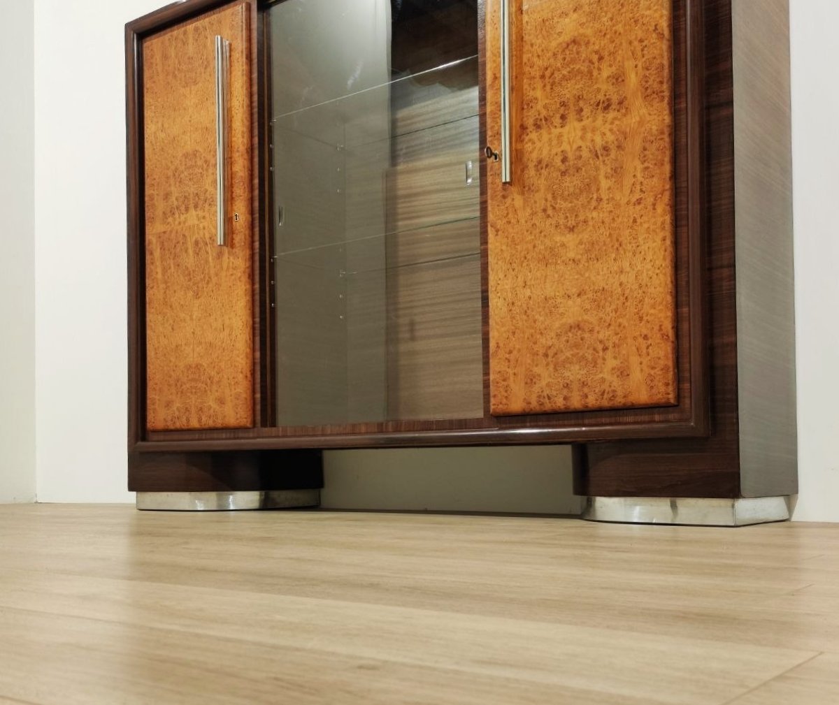 CREDENZA ALTA 'RAZIONALISTA' IN LEGNO E VETRO, ANNI '40/'50-photo-6