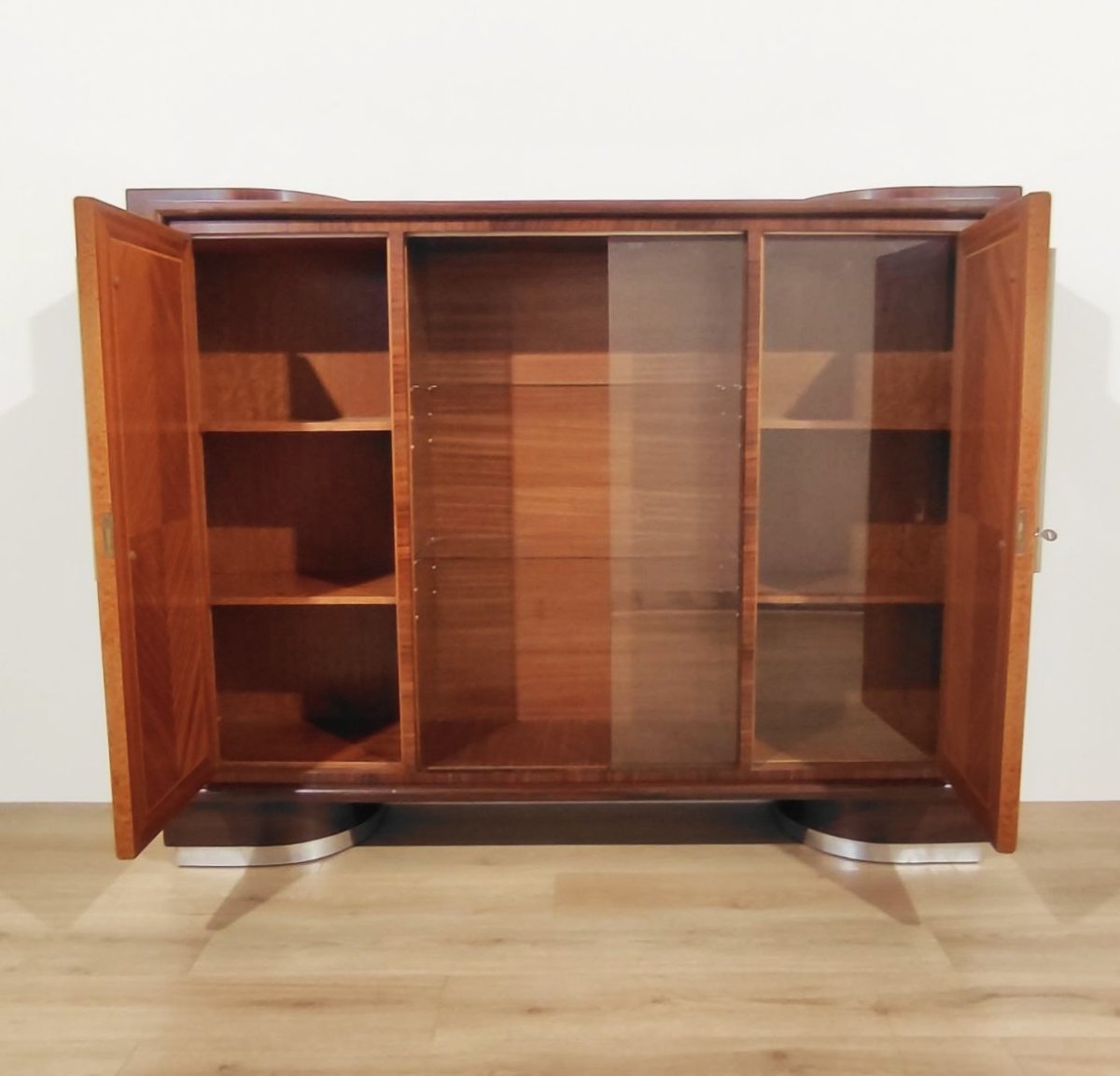 CREDENZA ALTA 'RAZIONALISTA' IN LEGNO E VETRO, ANNI '40/'50-photo-7