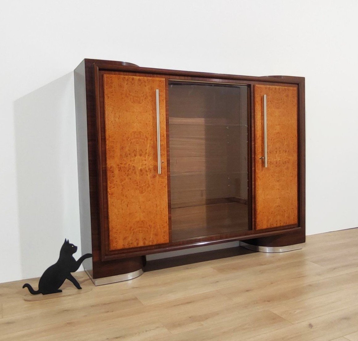 CREDENZA ALTA 'RAZIONALISTA' IN LEGNO E VETRO, ANNI '40/'50-photo-8
