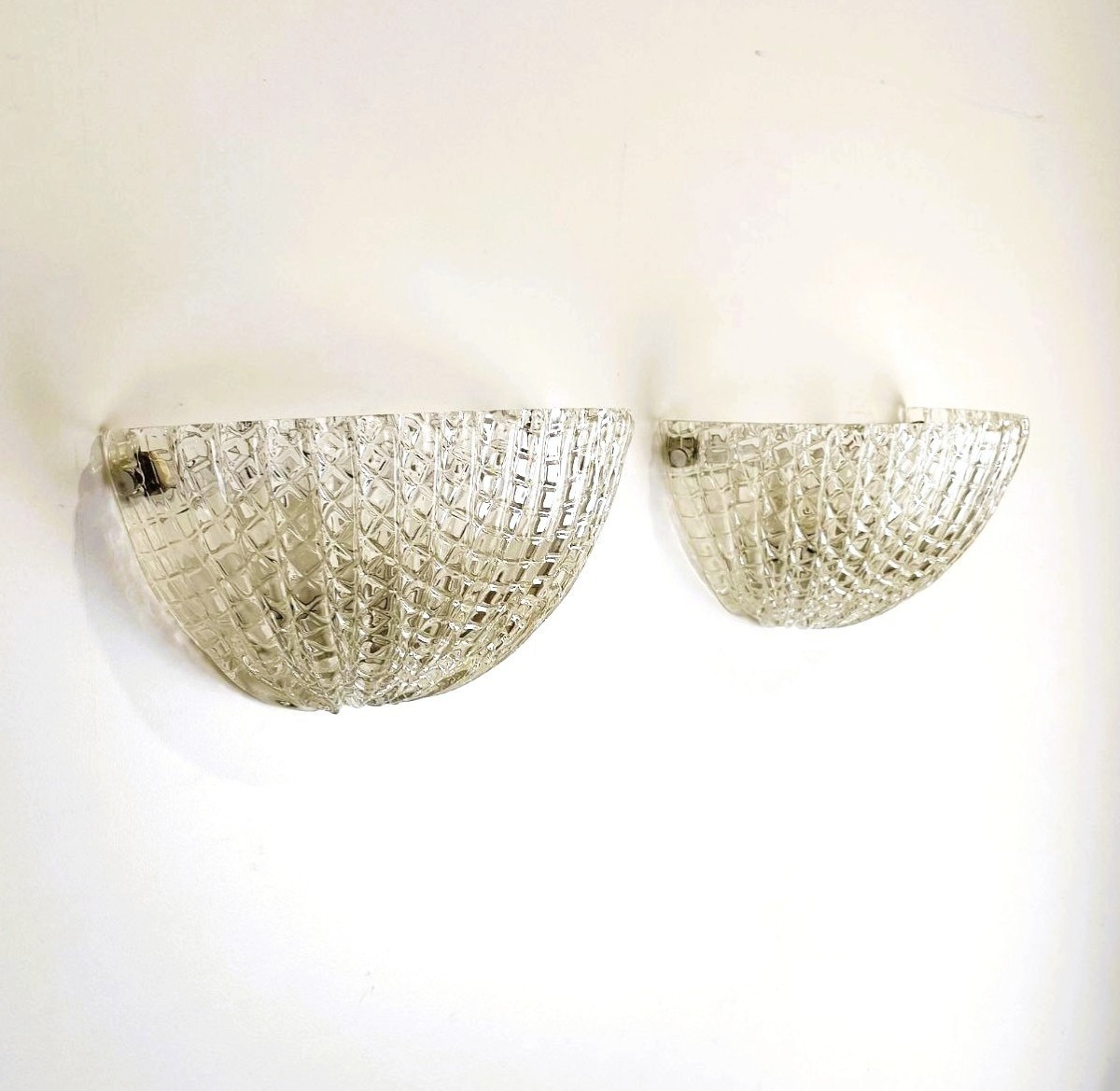 MURANO, COPPIA APPLIQUES IN VETRO ANNI '60