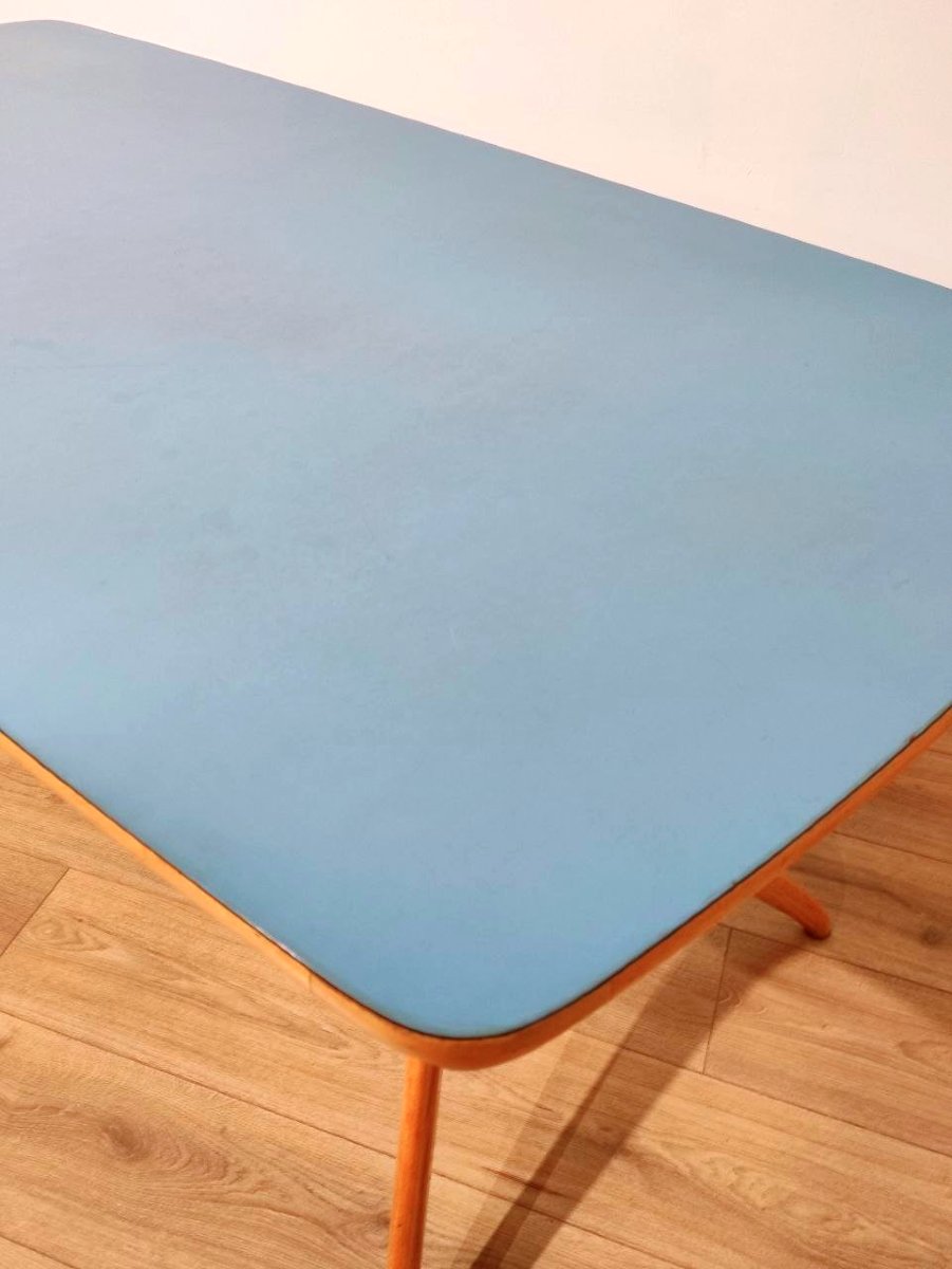 TAVOLO LEGNO E FORMICA CELESTE,  STILE ICO PARISI (ATTRIB.), ANNI '50-photo-1