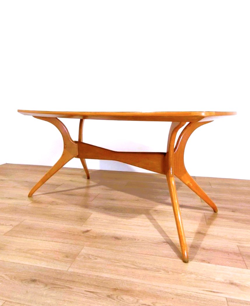 TAVOLO LEGNO E FORMICA CELESTE,  STILE ICO PARISI (ATTRIB.), ANNI '50-photo-2