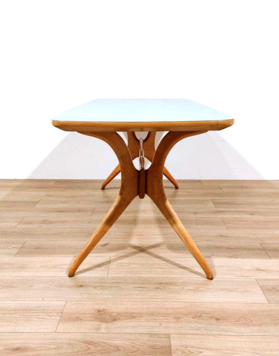 TAVOLO LEGNO E FORMICA CELESTE,  STILE ICO PARISI (ATTRIB.), ANNI '50-photo-3