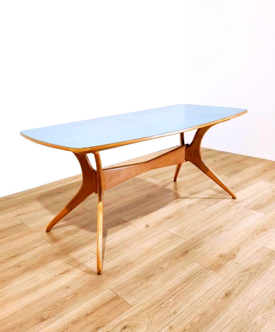 TAVOLO LEGNO E FORMICA CELESTE,  STILE ICO PARISI (ATTRIB.), ANNI '50