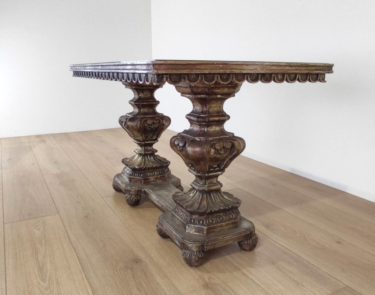 TAVOLINO IN STILE ANTICO CON PIANO DECORATO, XX sec.-photo-2