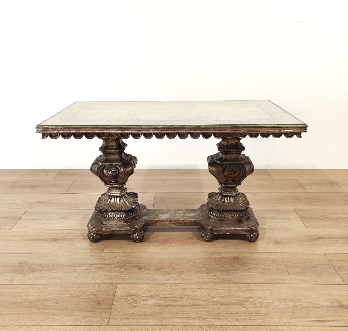 TAVOLINO IN STILE ANTICO CON PIANO DECORATO, XX sec.-photo-4