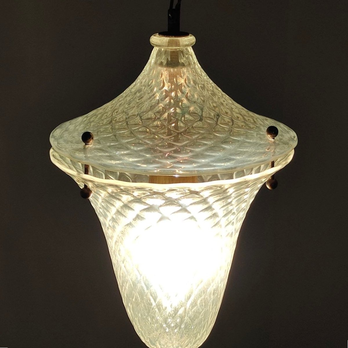 LAMPADA A SOSPENSIONE IN VETRO OPALESCENTE DI MURANO -photo-7