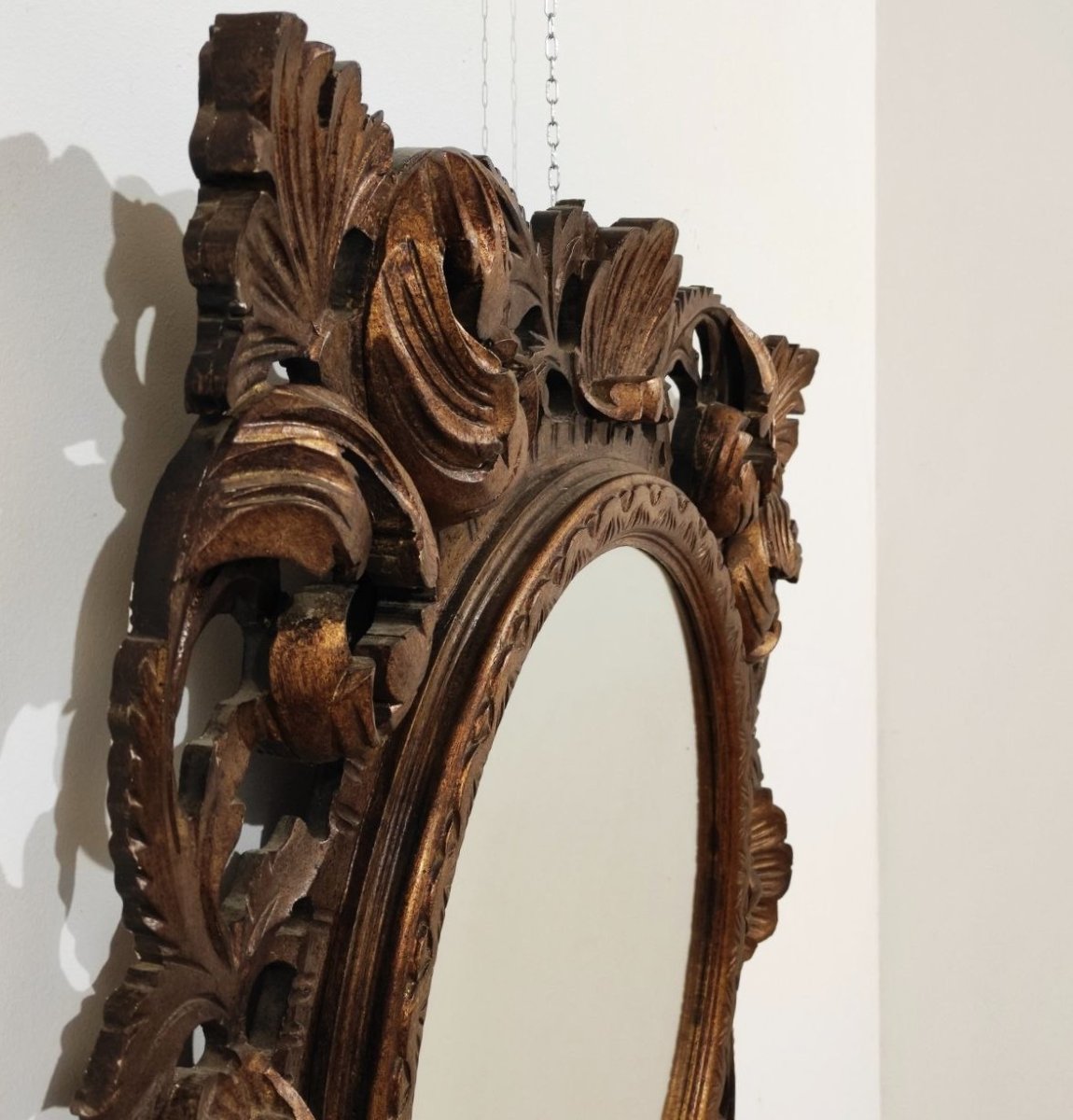 SPECCHIERA CON CORNICE IN LEGNO INTAGLIATO, ITALIA XX sec.-photo-4