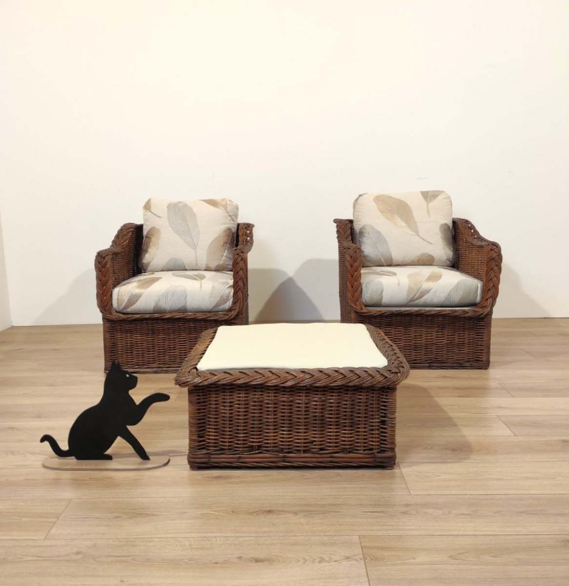 COPPIA POLTRONE IN RATTAN CON TAVOLINO PROD.  WICKER WORKS -photo-8
