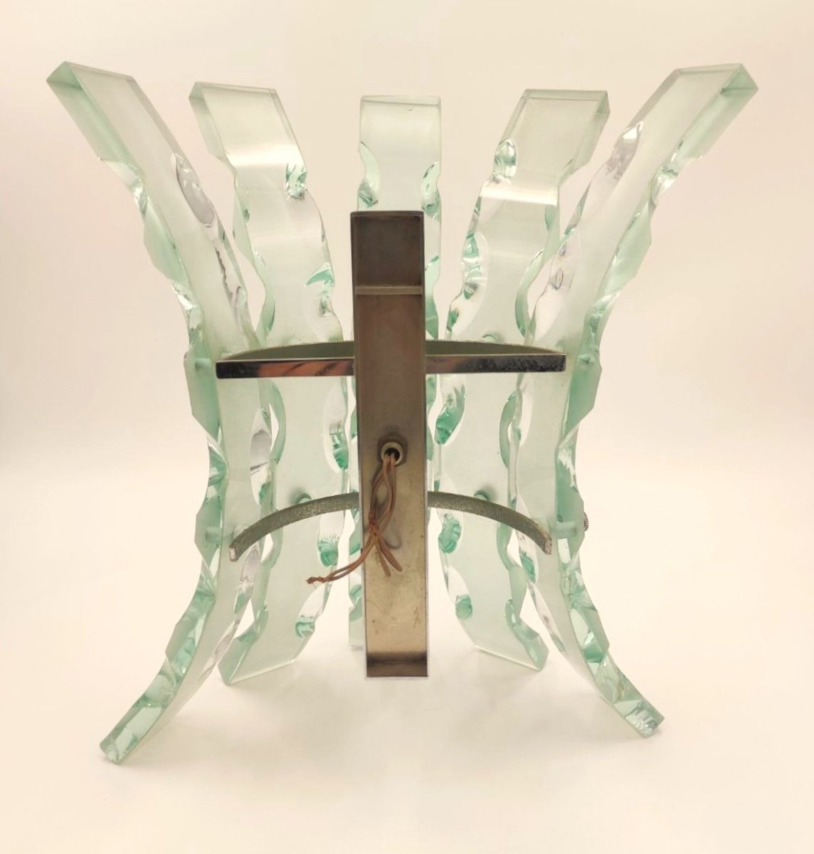 COPPIA DI APPLIQUES IN VETRO SCALPELLATO, PROD. FONTANA ARTE, ANNI '60-photo-4