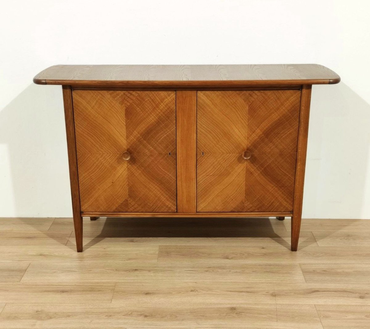 CREDENZA IN LEGNO DI CASTAGNO A 2 ANTE, ITALIA ANNI '50-photo-2