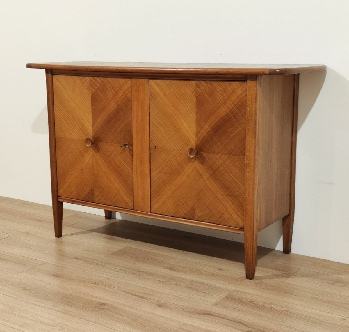 CREDENZA IN LEGNO DI CASTAGNO A 2 ANTE, ITALIA ANNI '50-photo-4