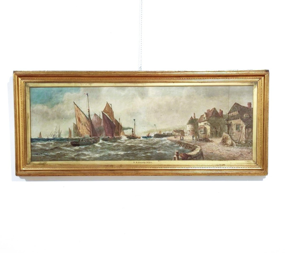 T. B. HARDY R.B.A. GRANDE ACQUERELLO 'FRENCH FISHING BOATS', 1892-photo-3