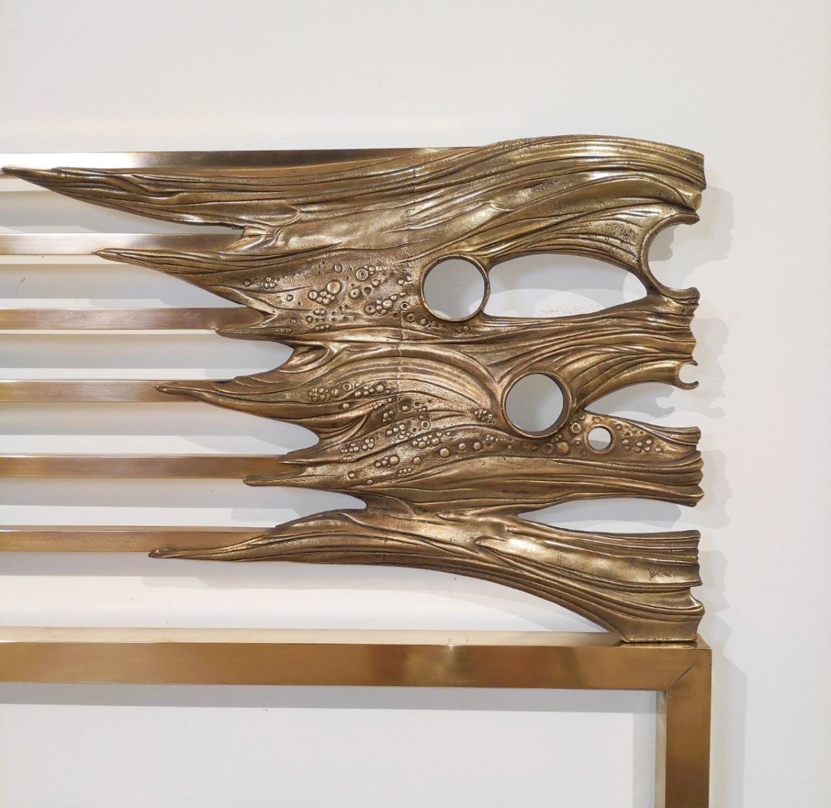 LETTO IN OTTONE E BRONZO, ITALIA ANNI '70-photo-1