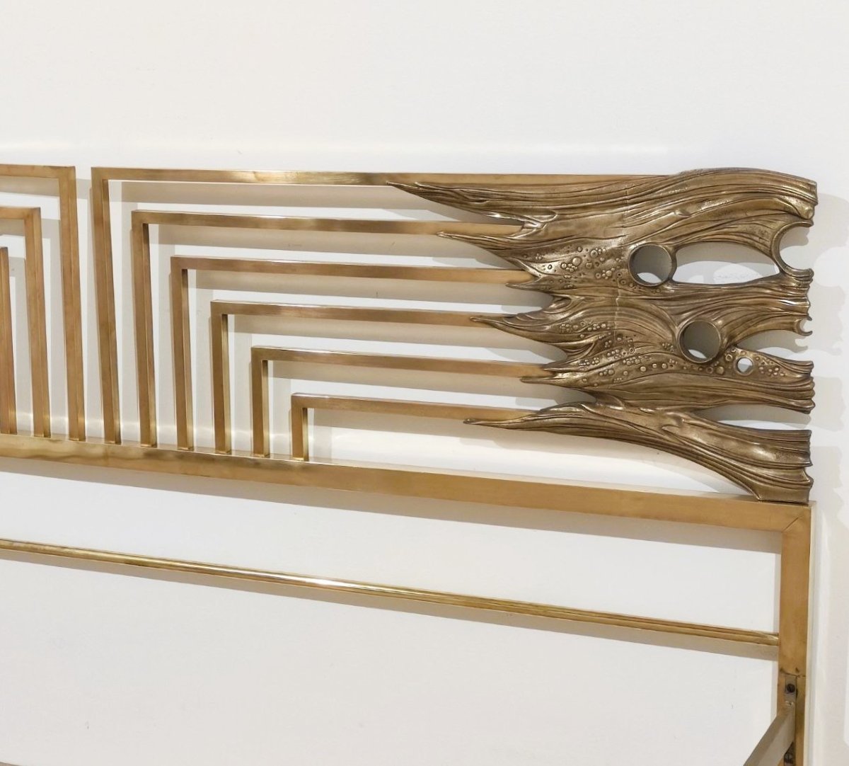 LETTO IN OTTONE E BRONZO, ITALIA ANNI '70-photo-3